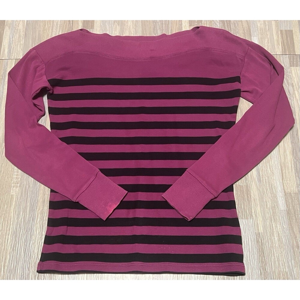 Ralph Lauren Green Label Women's Size Small Purple/Black Striped Cotton Sweater